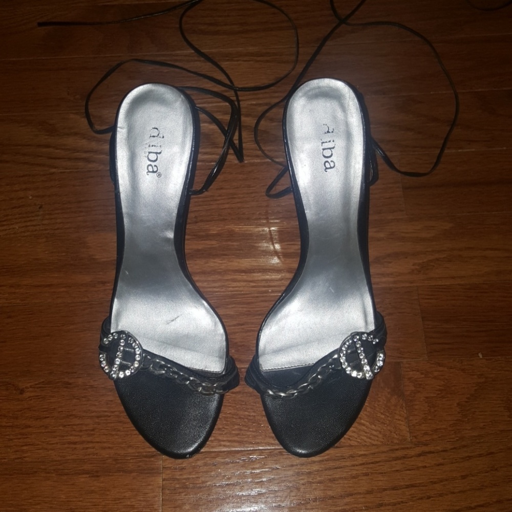 Sexy black heels that lace up the leg